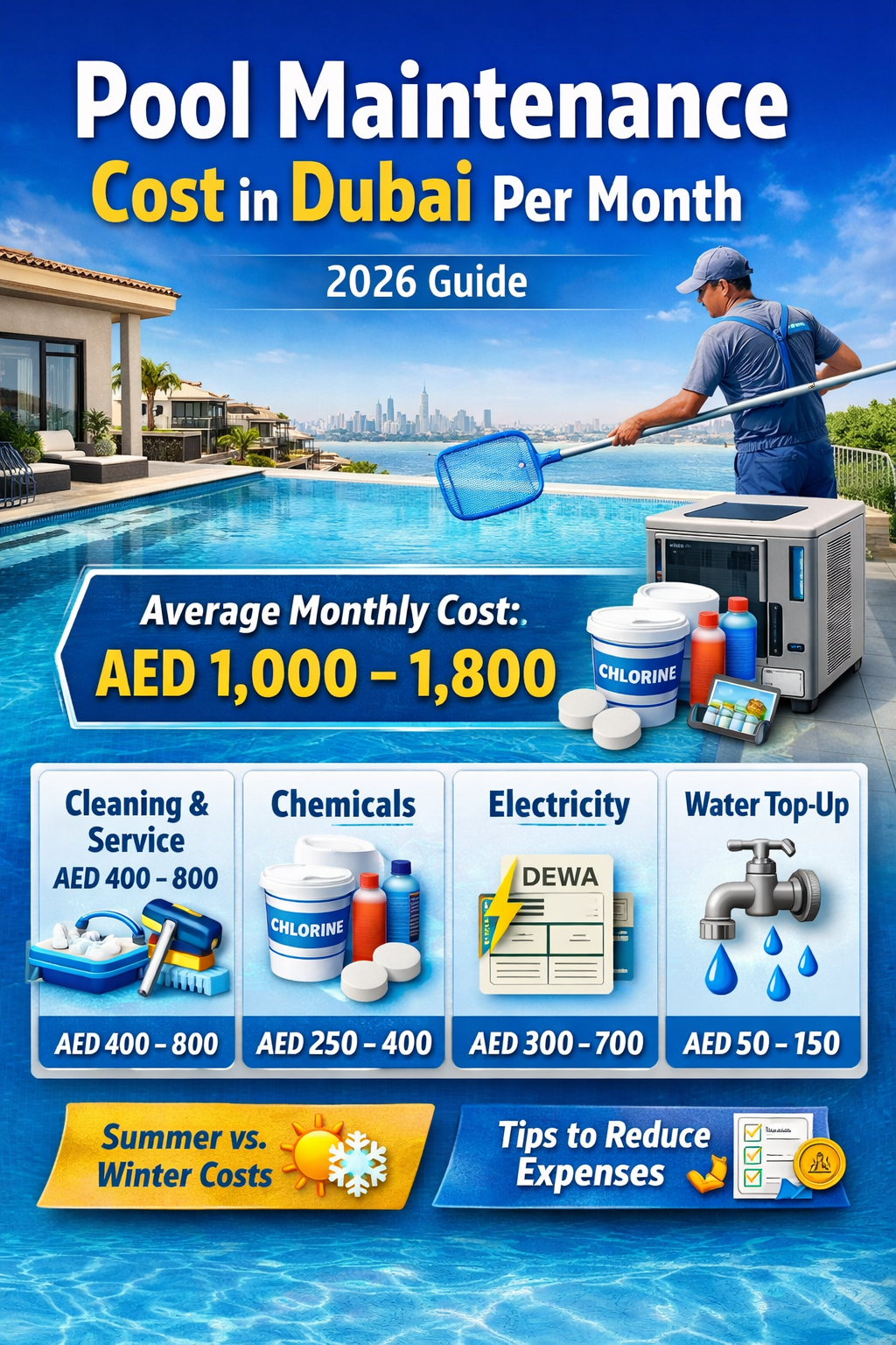 Read more about the article How Much Does It Cost to Maintain a Pool in Dubai Per Month?